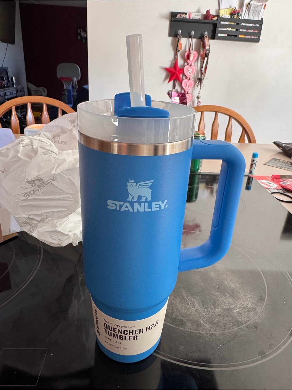 Stanley Blue Quencher H2.0 30 oz Tumbler with Clear Lid